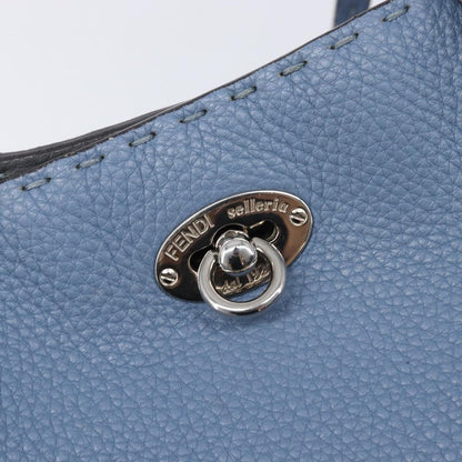 Fendi Selleria Carla Leather, Blue, Leather, Tote Bag