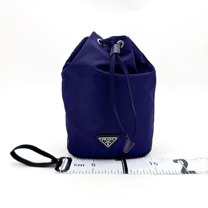 Prada Drawstring Wristlet Bucket Tessuto, Navy, Nylon, Handbag