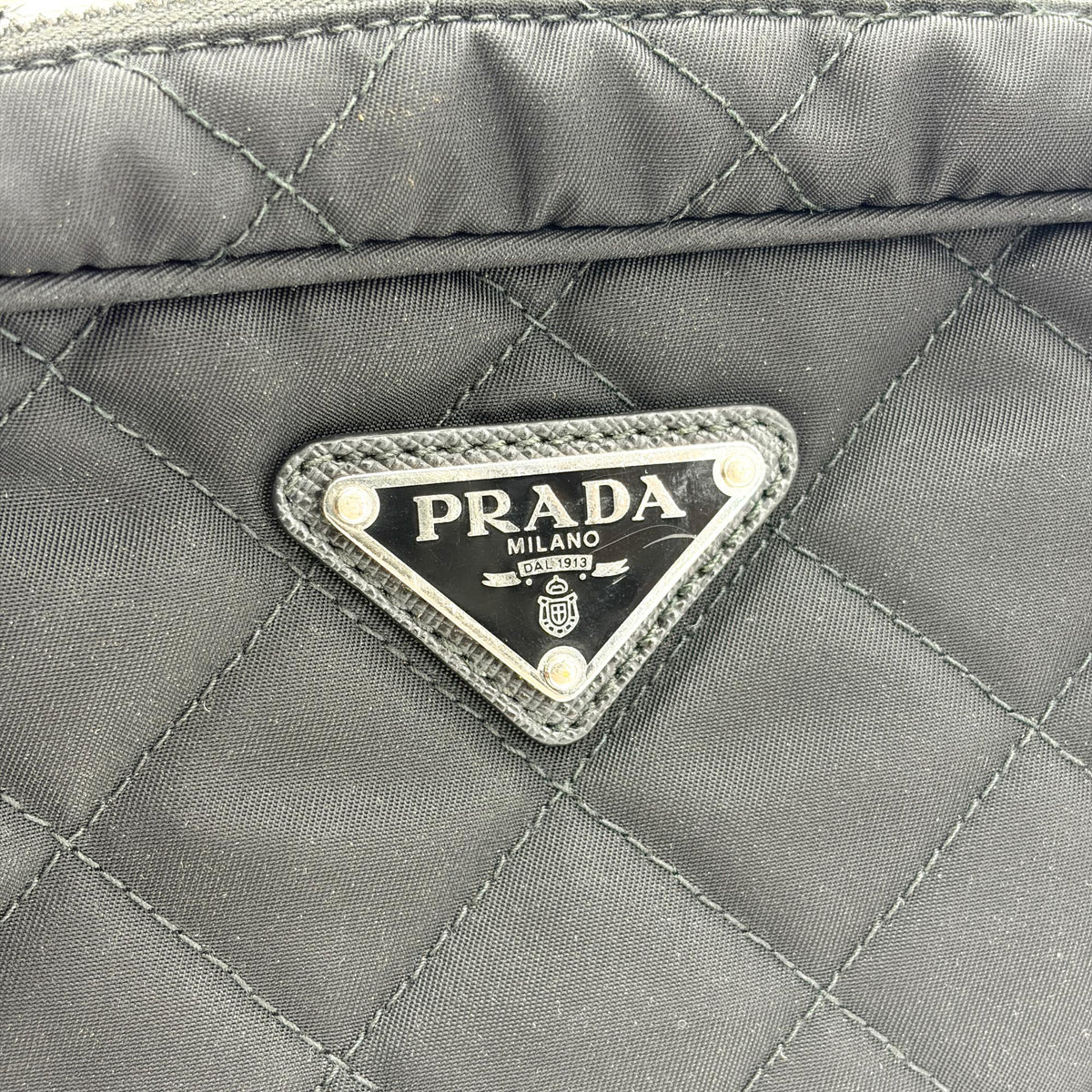 Prada Convertible Quilted Tessuto, Black, Nylon, Shoulder Bag