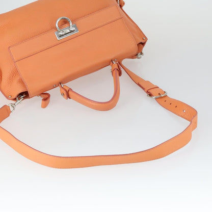 Salvatore Ferragamo Sofia Satchel Grainy Leather, Orange, Leather, Handbag