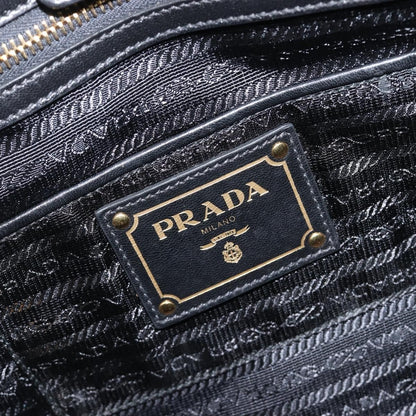 Prada Gaufre Double Zip Convertible Nappa Leather, Black, Leather, Tote Bag
