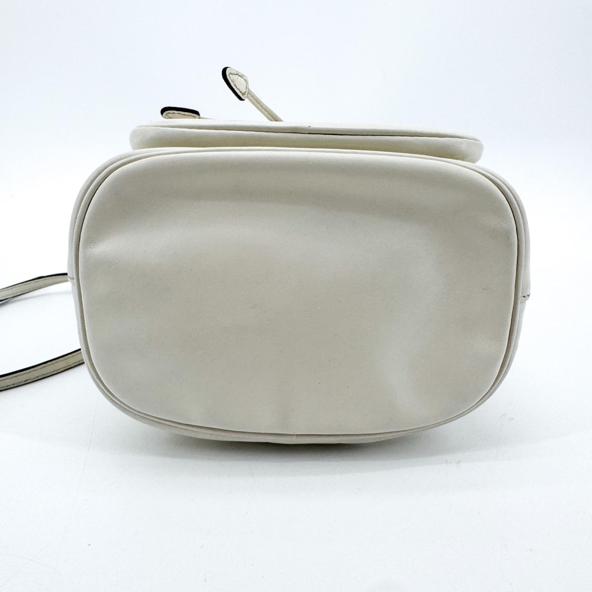 Prada Duet Drawstring Bucket Leather, White, Leather, Handbag