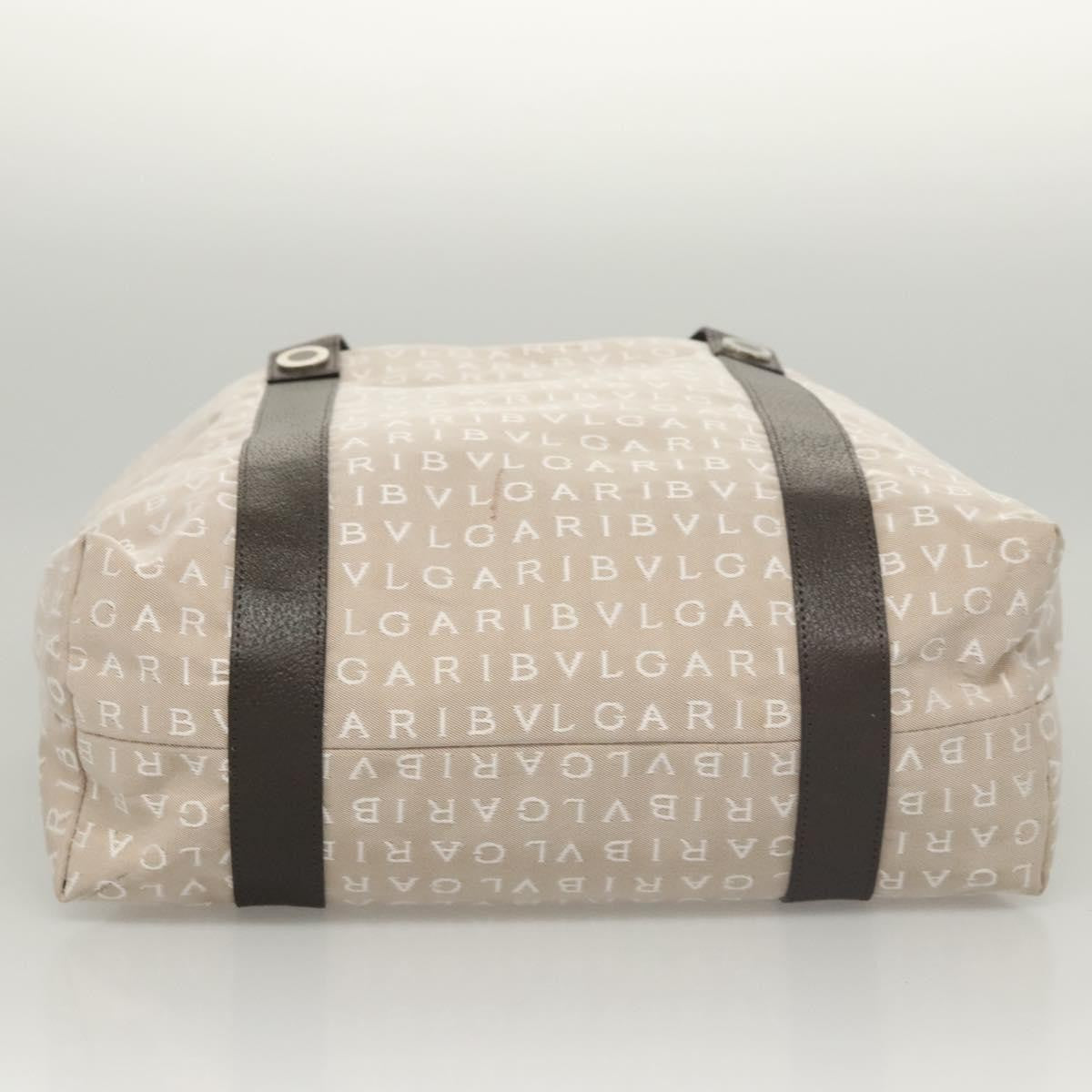 Bvlgari Logomania Canvas, Beige, Canvas, Shoulder Bag