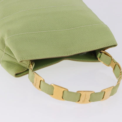 Salvatore Ferragamo Vala Canvas, Green, Canvas, Shoulder Bag