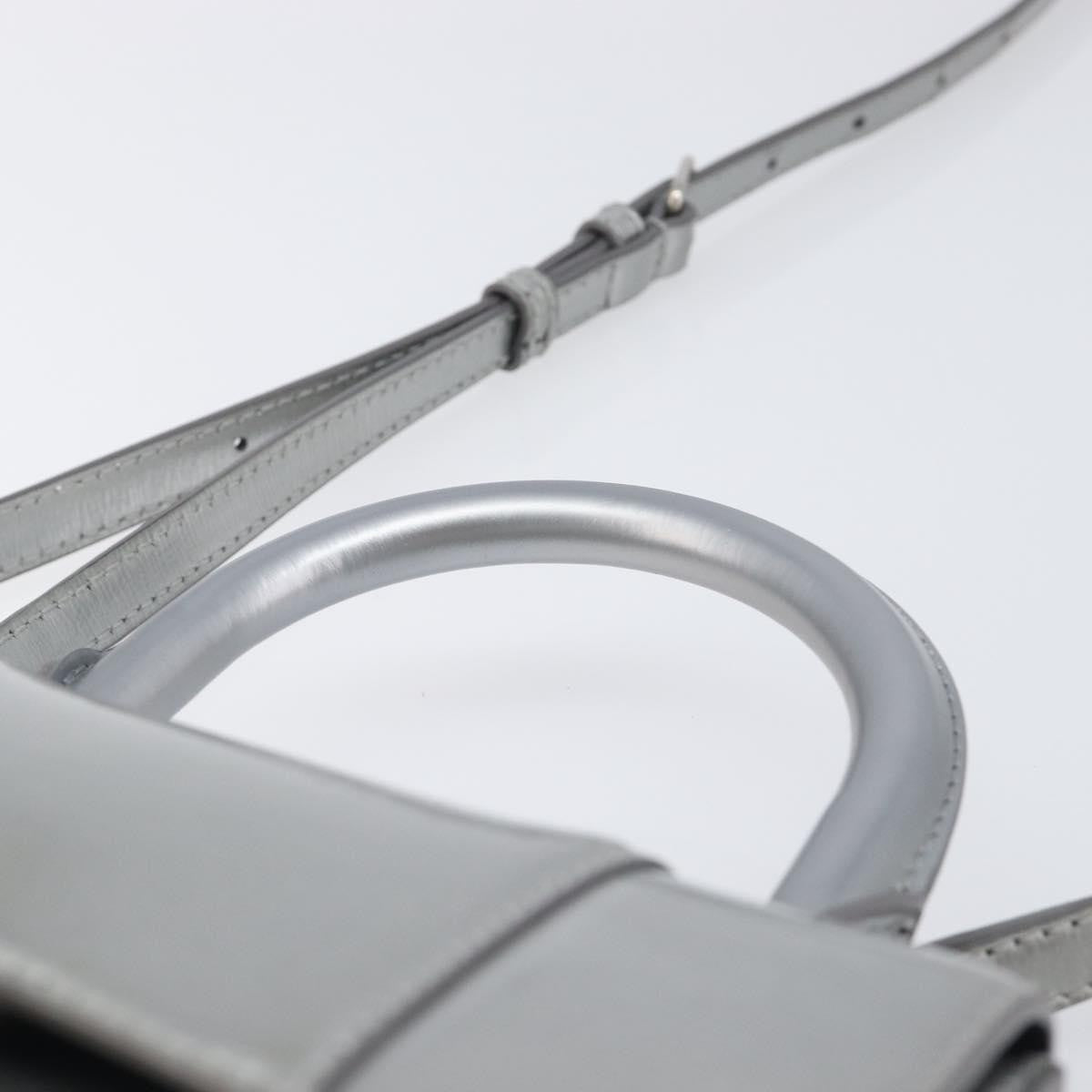 Balenciaga Hourglass Top Handle Leather, Silver, Leather, Handbag