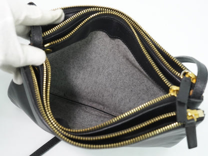 Celine Trio Leather, Black, Leather, Crossbody Bag