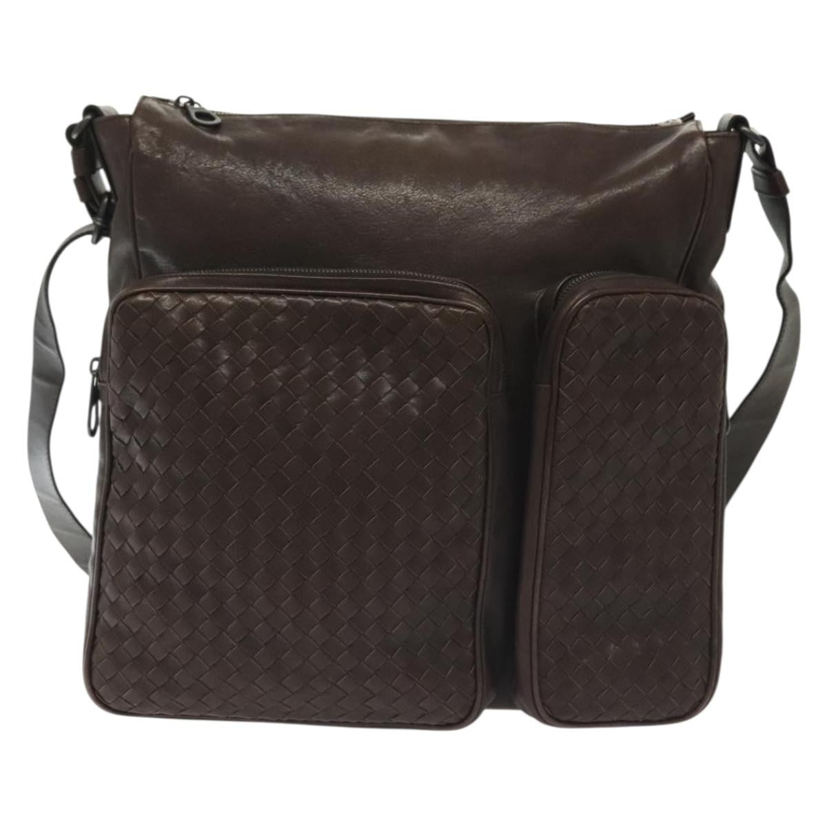 Bottega Veneta Intrecciato Shoulder Leather, Brown, Leather, Shoulder Bag