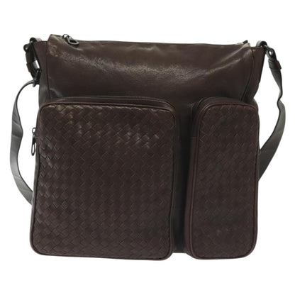 Bottega Veneta Intrecciato Shoulder Leather, Brown, Leather, Shoulder Bag