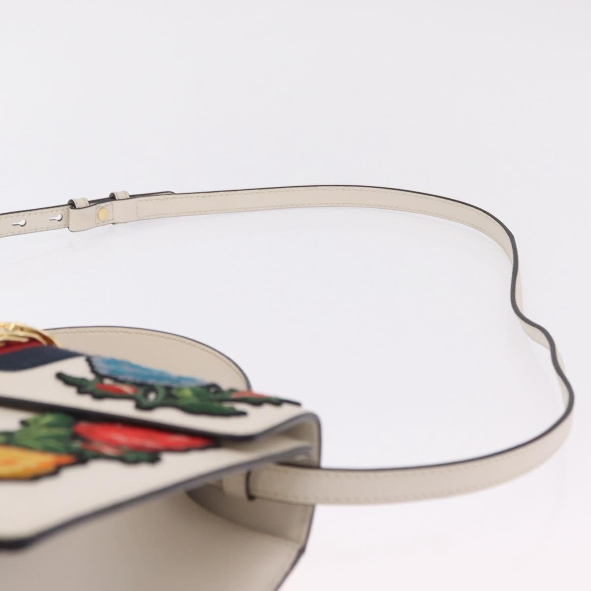Gucci Sylvie Top Handle Embroidered Leather, White, Leather, Handbag