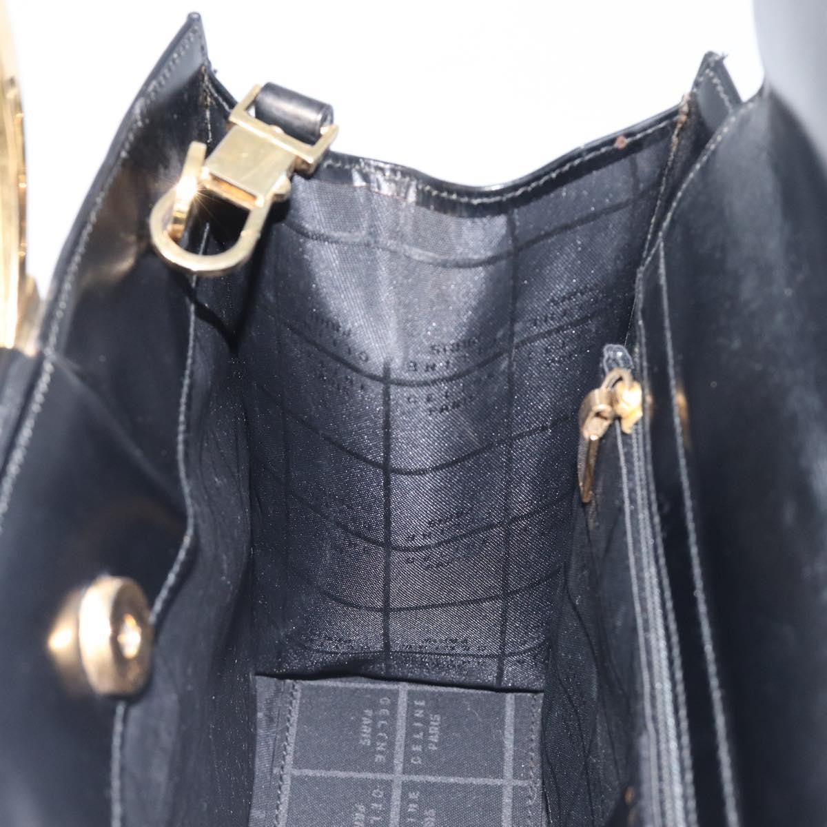 Celine Top Handle Leather, Black, Leather, Handbag