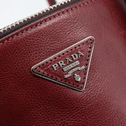 Prada Double Zip Lux Saffiano Leather, Red, Leather, Tote Bag