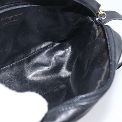Salvatore Ferragamo Gancini Leather, Black, Leather, Crossbody Bag