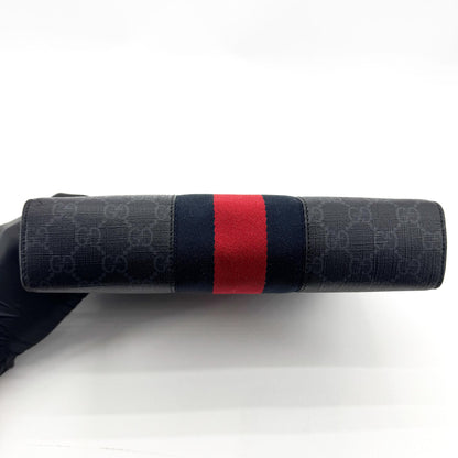 Gucci Web Zip Pouch GG Coated Canvas, Black, Canvas, Clutch