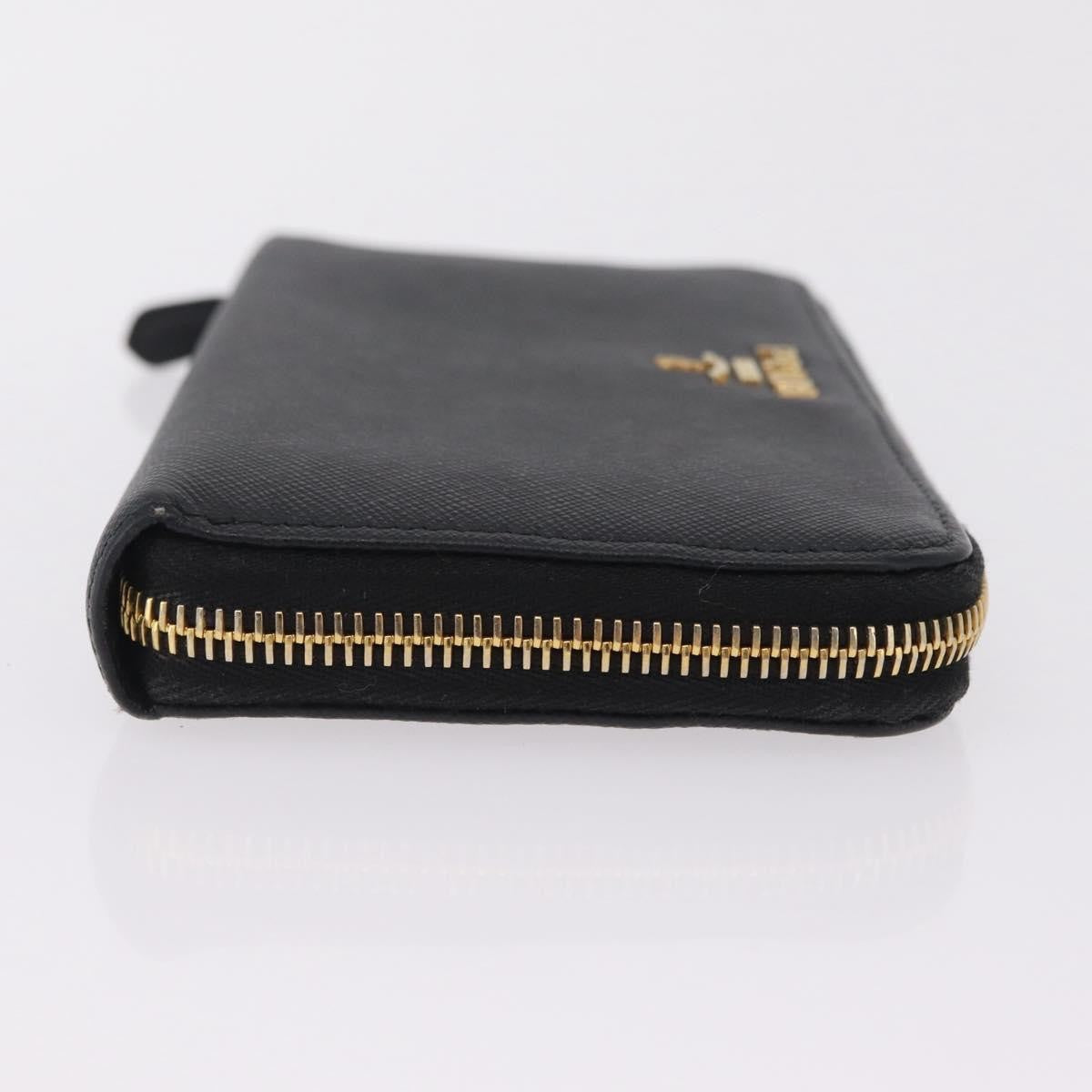Prada Zip Around Tab Saffiano Leather, Black, Leather, Wallet