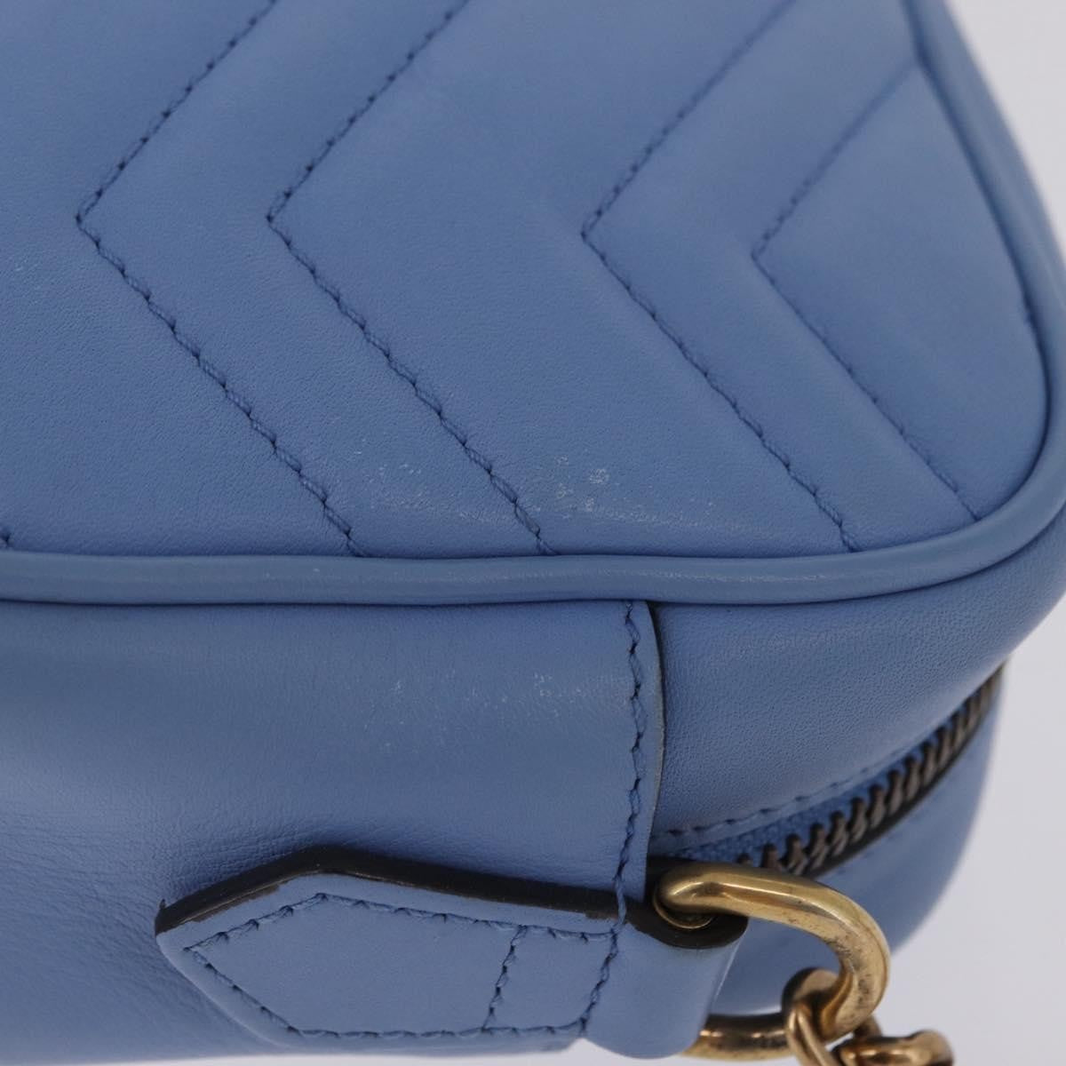 Gucci GG Marmont Matelasse Patent, Blue, Leather, Shoulder Bag