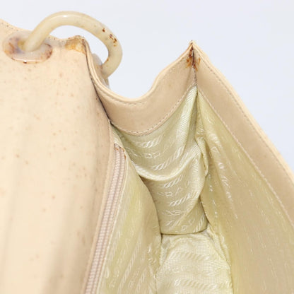 Prada Resin Chain Ruffle Flap Leather, Beige, Leather, Handbag