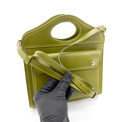 Burberry Title Pocket Leather, Green, Calfskin, Crossbody Bag