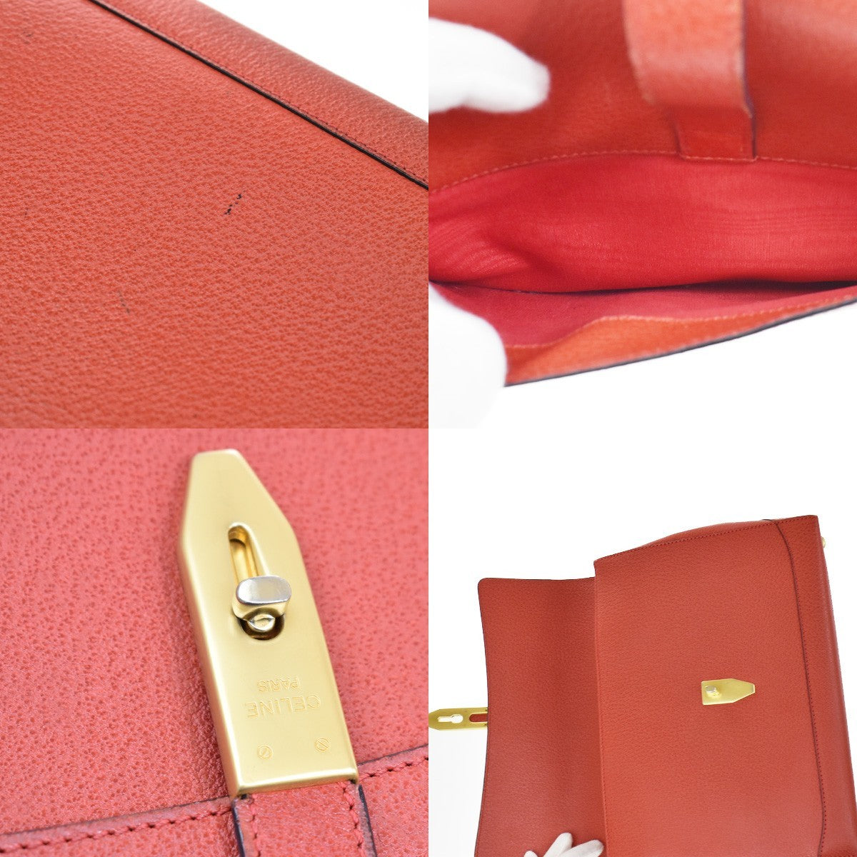 Celine Shoulder Leather, Red, Leather, Shoulder Bag