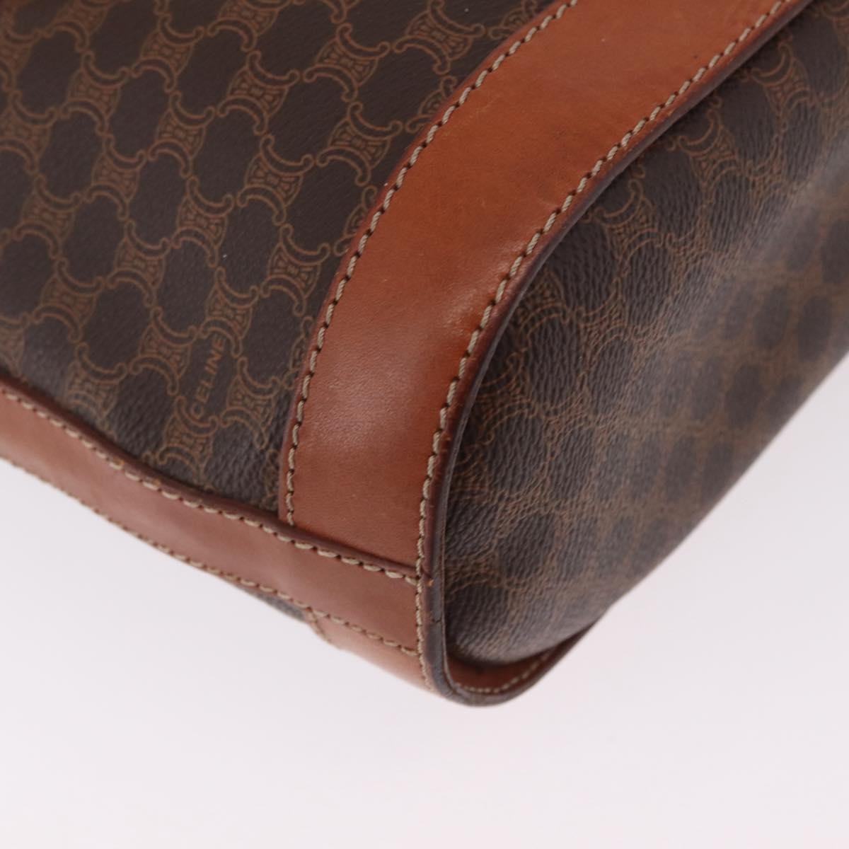Celine Vintage Macadam Shopper Coated Canvas, Brown, Canvas, Tote Bag