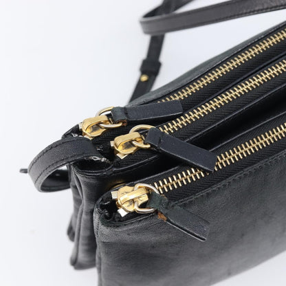 Celine Trio Leather, Black, Leather, Crossbody Bag