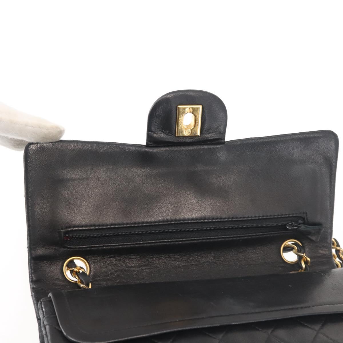 Chanel Vintage Square Classic Double Flap Bag Quilted Leather, BLACK, LEATHER, Shoulder bag