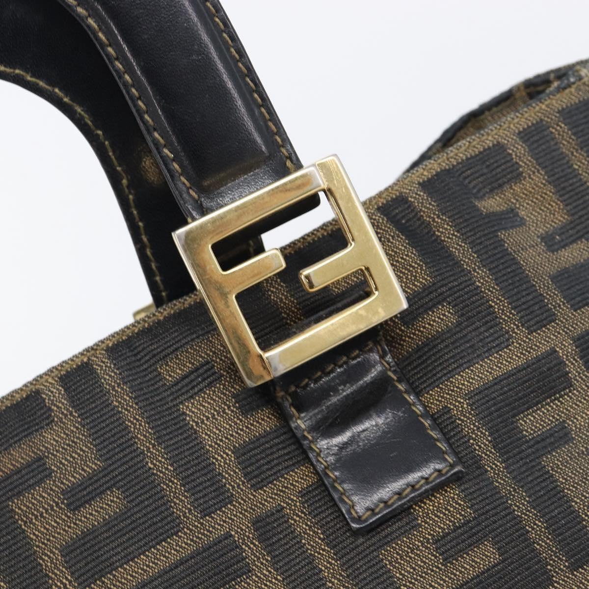 Fendi Vintage FF Handle Zucca Canvas, Brown, Canvas, Tote Bag