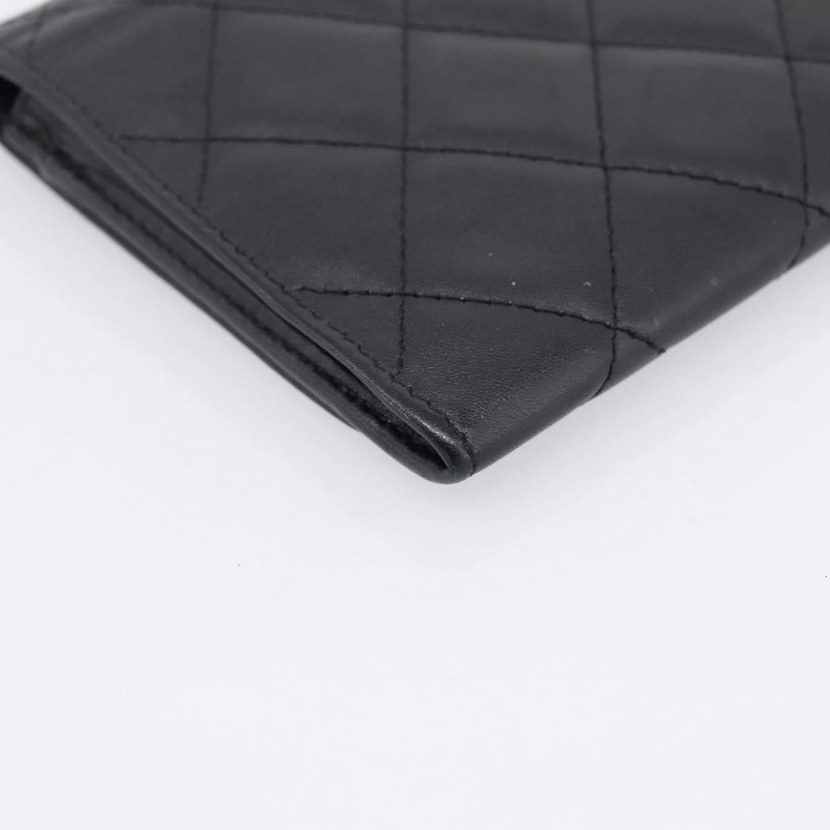 Chanel Cambon Flap Card Case Quilted Lambskin, Black, Leather, Card Holder