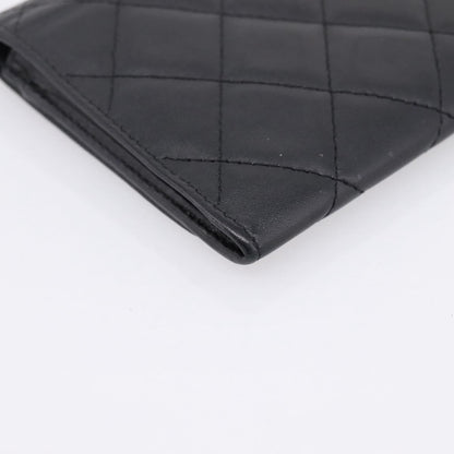 Chanel Cambon Flap Card Case Quilted Lambskin, Black, Leather, Card Holder