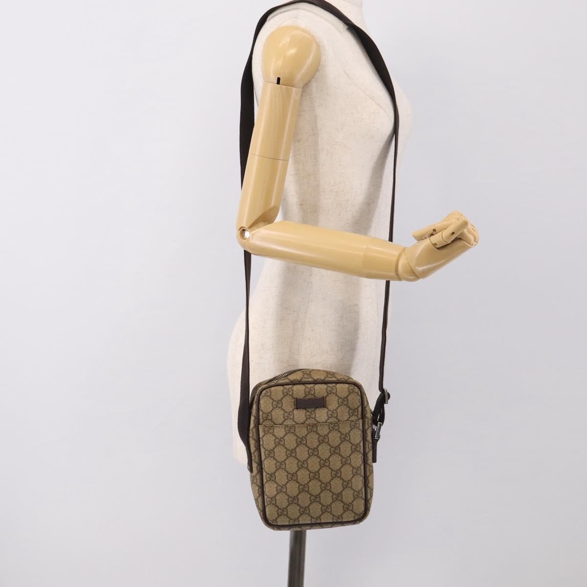 Gucci Vintage Front Pocket Flat Messenger GG Canvas and Leather, Beige, Canvas, Shoulder Bag