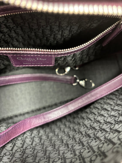 Christian Dior Saddle Handbag with Strap Leather, Purple, Leather, Handbag
