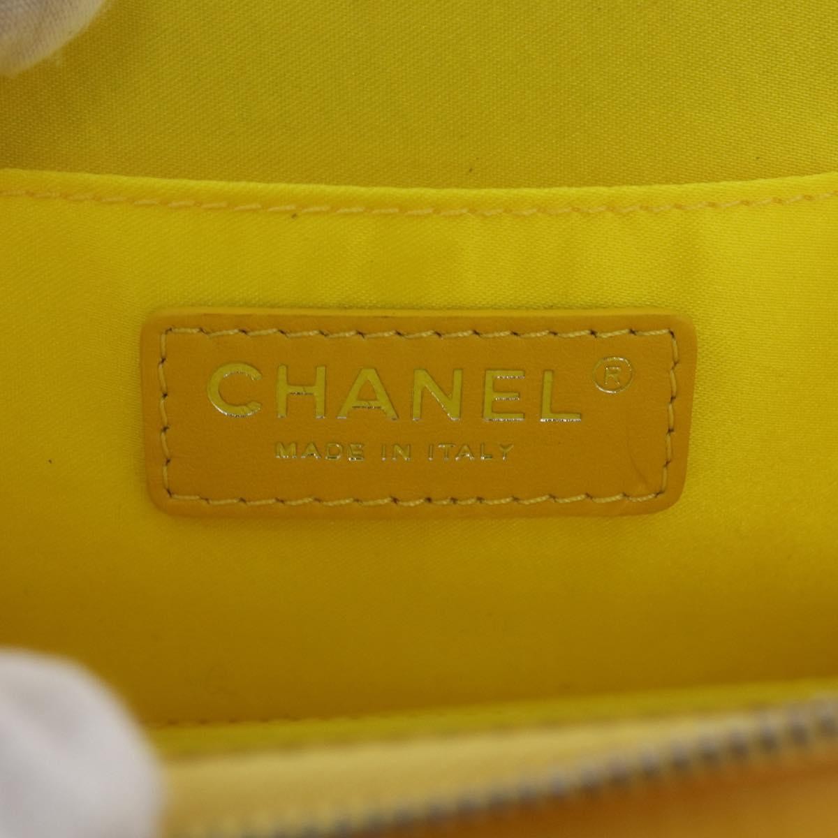 Chanel Pocket Box Camera Case Quilted Patent, Yellow, Patent Leather, Crossbody Bag