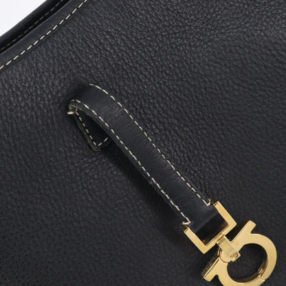 Salvatore Ferragamo Gancini Leather, Black, Leather, Crossbody Bag