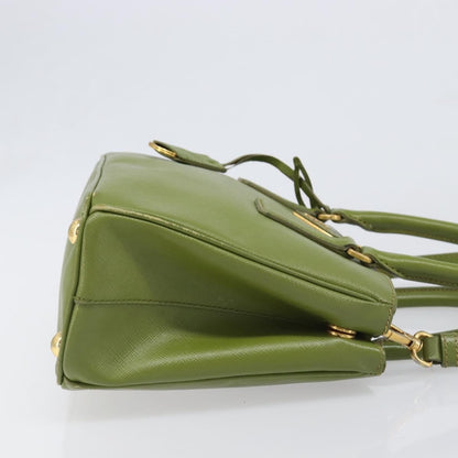 Prada Galleria  Strap Leather, Green, Leather, Handbag