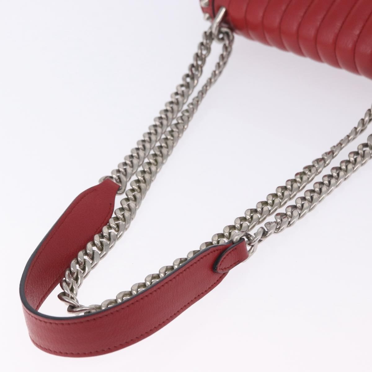 Prada Sound Studded Quilted Leather, Red, Leather, Handbag