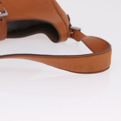 Prada Shoulder Leather, Brown, Leather, Shoulder Bag