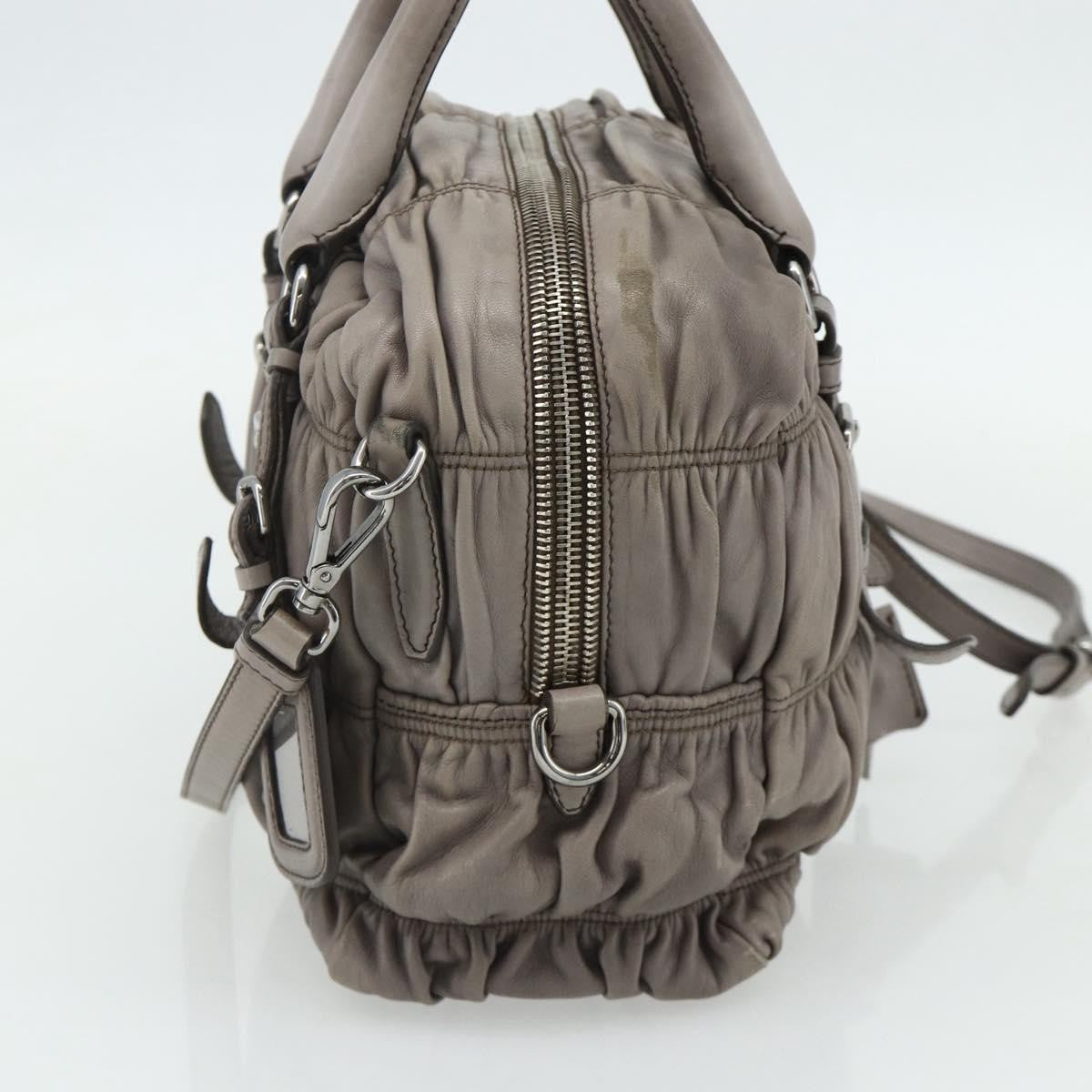 Prada Gaufre Convertible Satchel Nappa Leather, Gray, Leather, Handbag