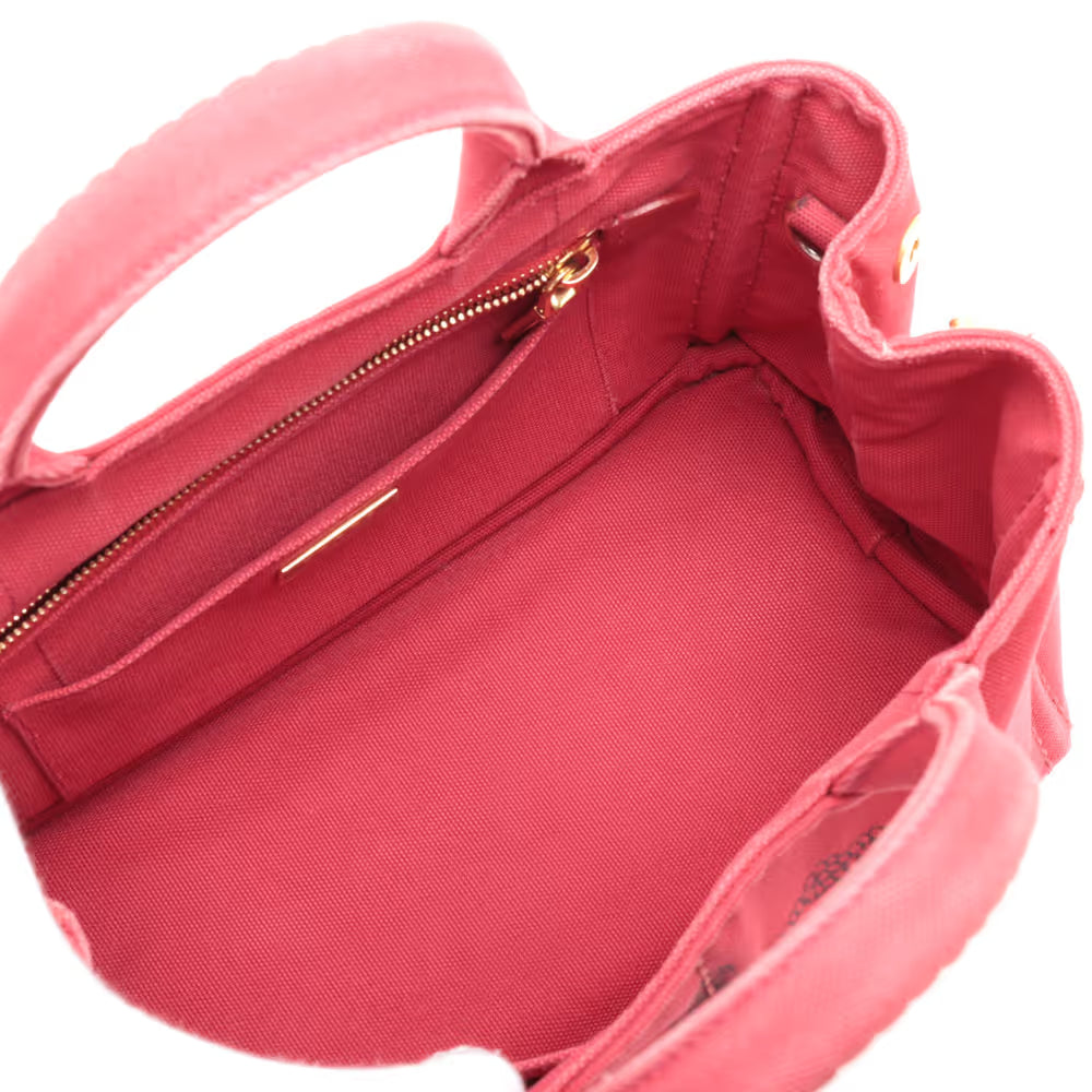 Prada Canapa Convertible Tote Printed Canvas, Red, Canvas, Handbag