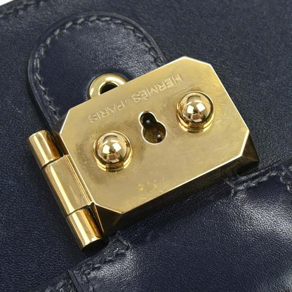 Hermes Jet Clutch Box Calf, Navy, Leather, Clutch