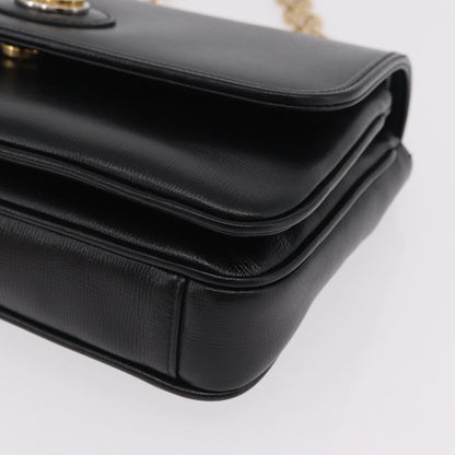 Gucci Marina Chain Flap Leather, Black, Leather, Shoulder Bag