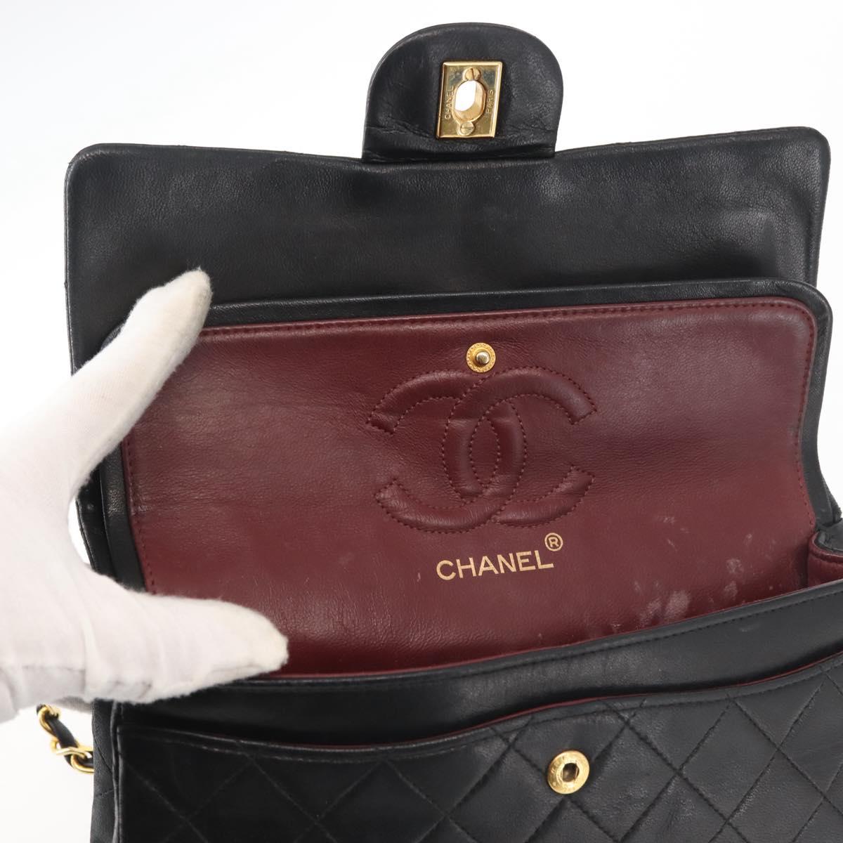 Chanel Vintage Square Classic Double Flap Bag Quilted Leather, BLACK, LEATHER, Shoulder bag