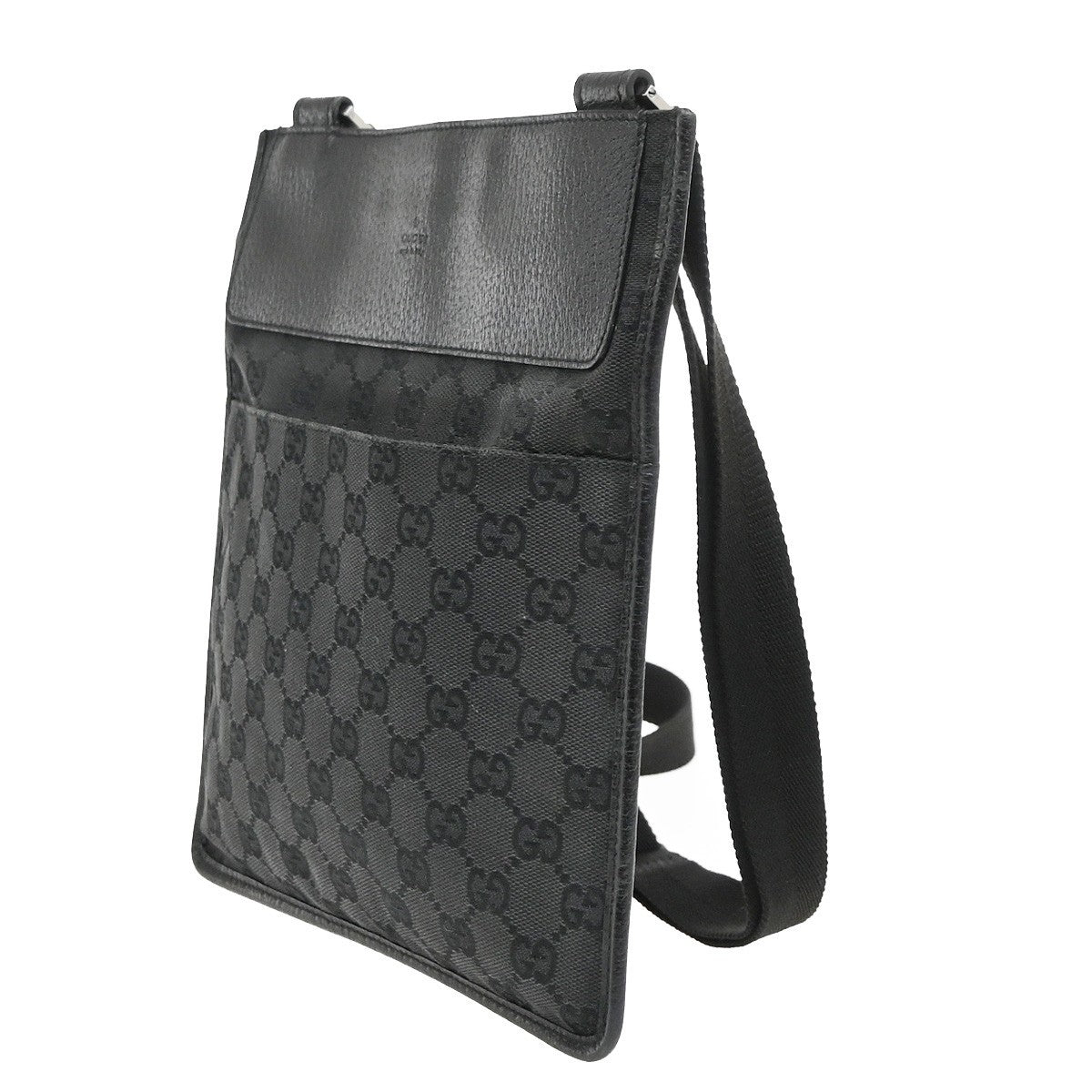Gucci Vintage Flat GG Canvas, Black, Canvas, Crossbody Bag