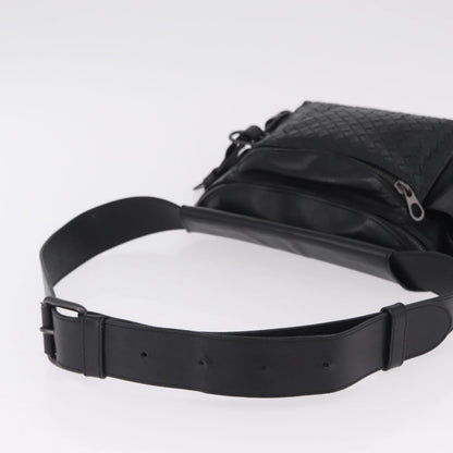 Bottega Veneta Utility Waist Leather with Intrecciato, Black, Leather, Shoulder Bag
