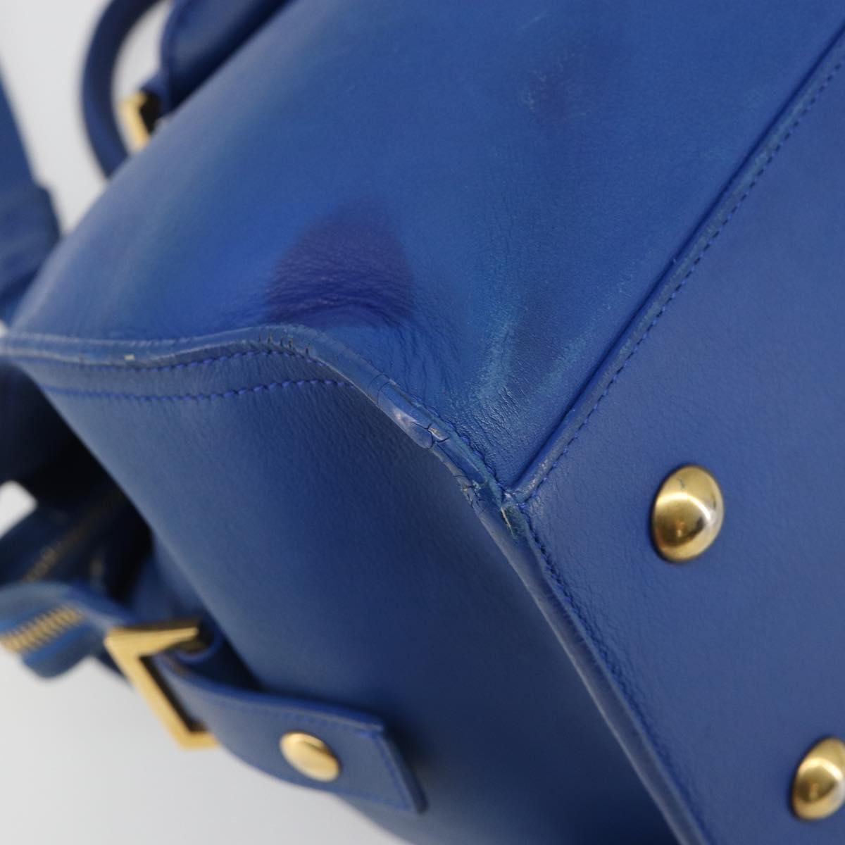 Saint Laurent Classic Y Cabas Leather, Blue, Leather, Tote Bag