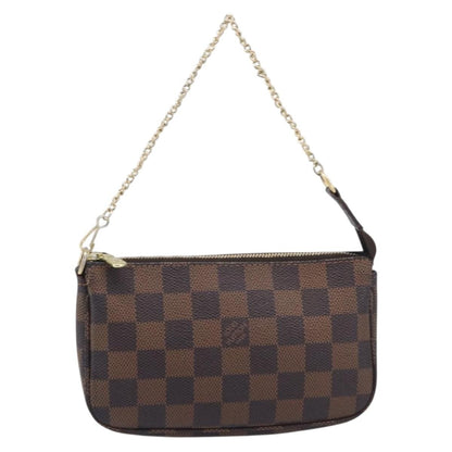Louis Vuitton Pochette Accessoires Damier Ebene, Brown, Canvas, Clutch
