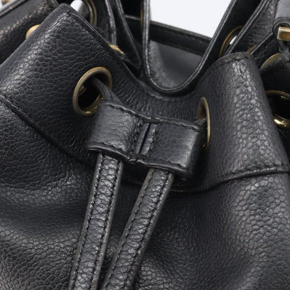 Chanel Vintage CC Drawstring Bucket Caviar, Black, Leather, Handbag