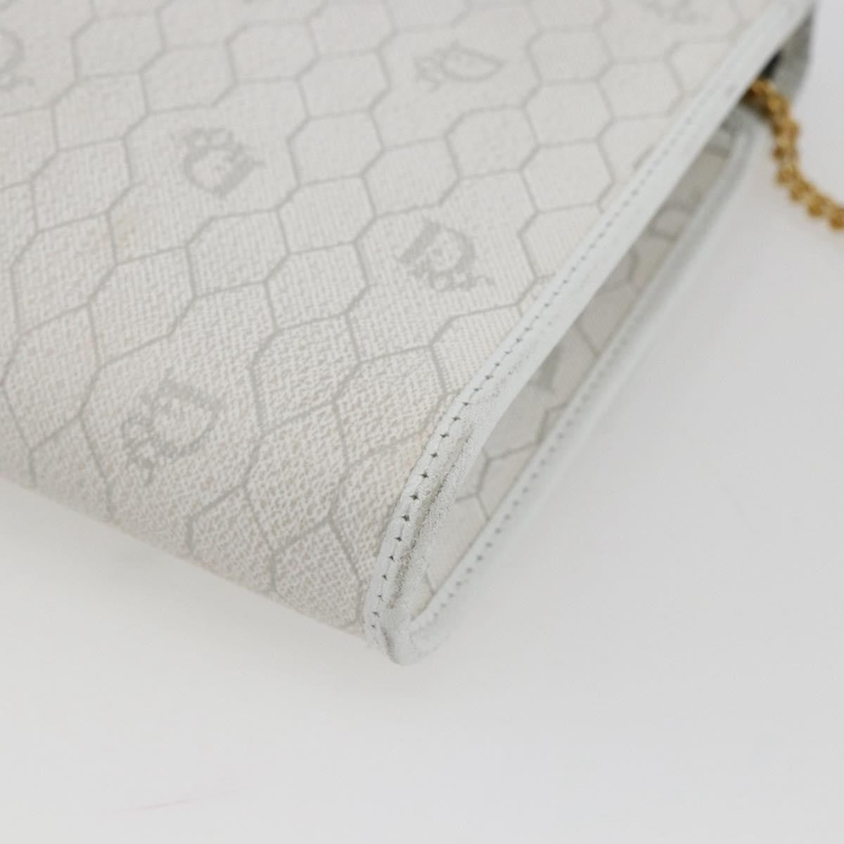 Christian Dior Vintage Honeycomb Canvas, White, Canvas, Shoulder Bag