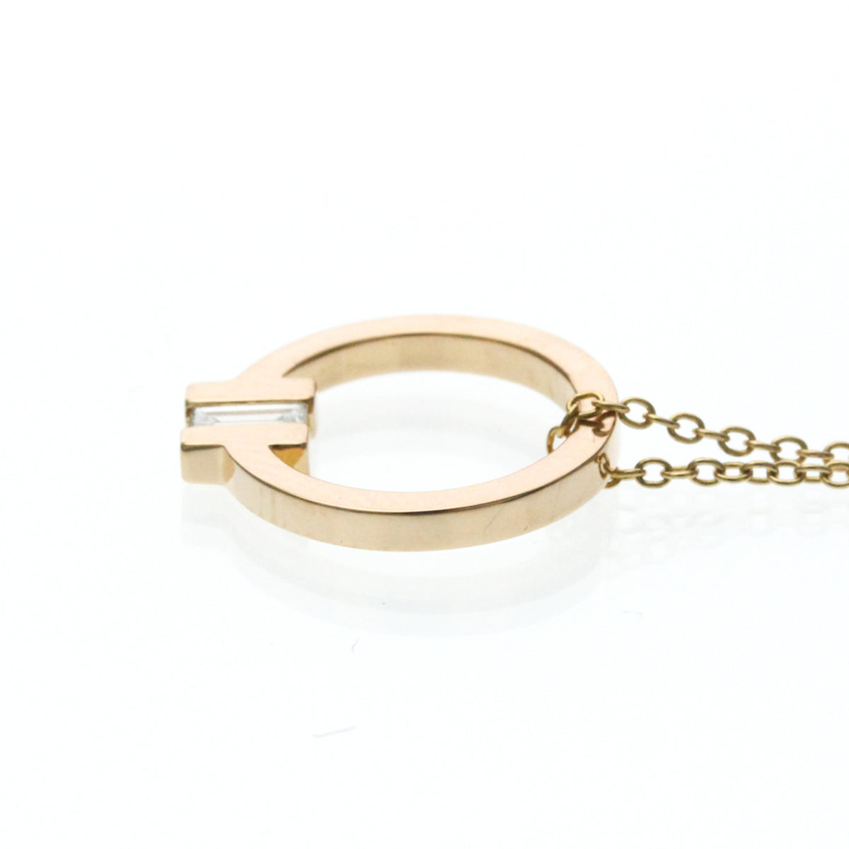 Tiffany & Co. T Circle Pendant 18K Rose Gold with Diamond, Gold, Pink Gold, Necklace