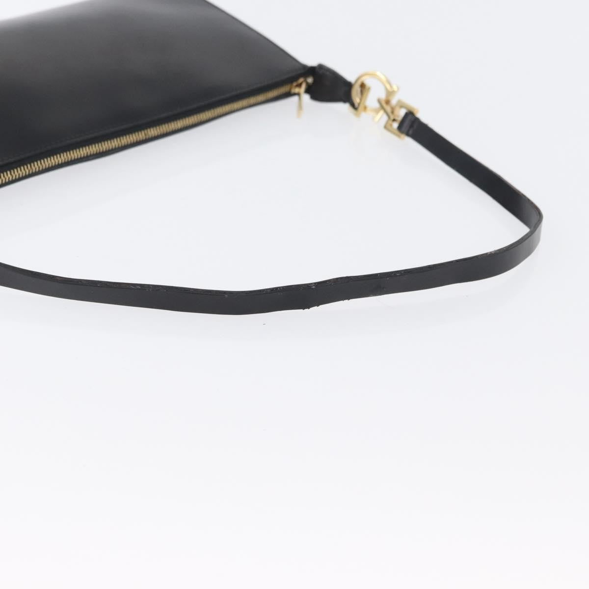 Salvatore Ferragamo Gancini Leather, Black, Leather, Crossbody Bag