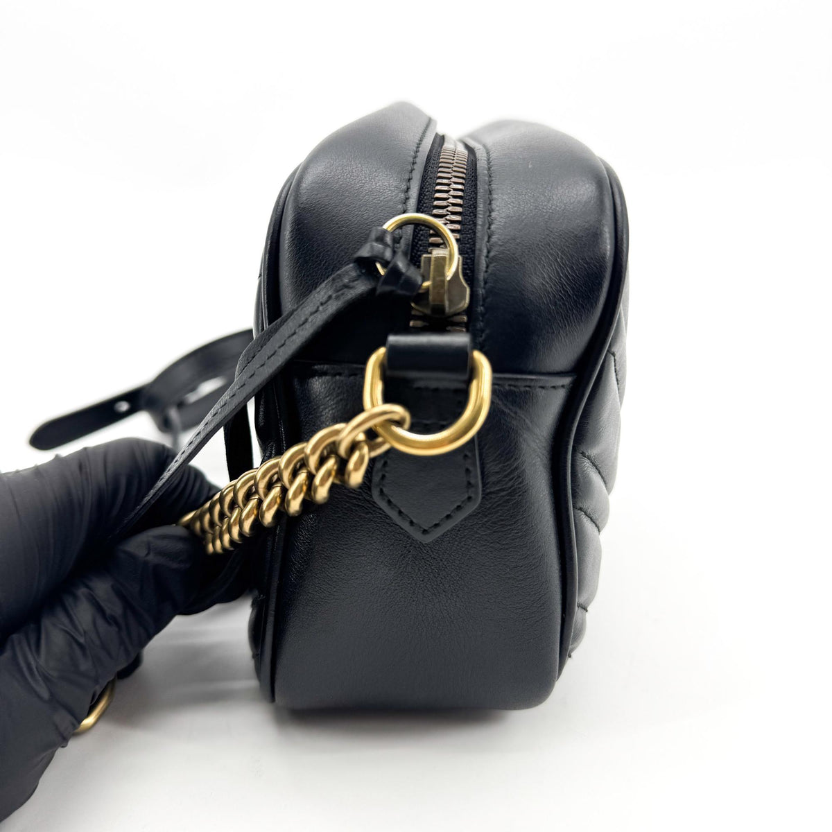 Gucci GG Marmont Matelasse Leather, Black, Leather, Shoulder Bag