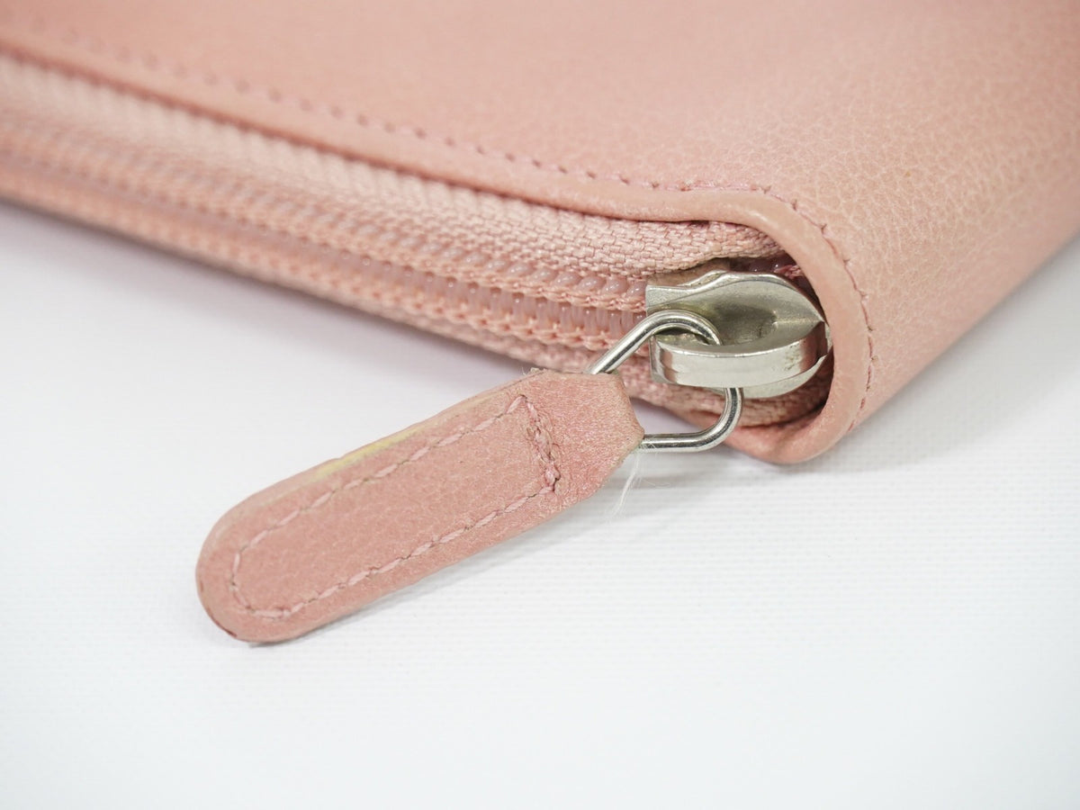 Chanel Camellia Zip Around Organizer Leather, Pink, Leather, Wallet